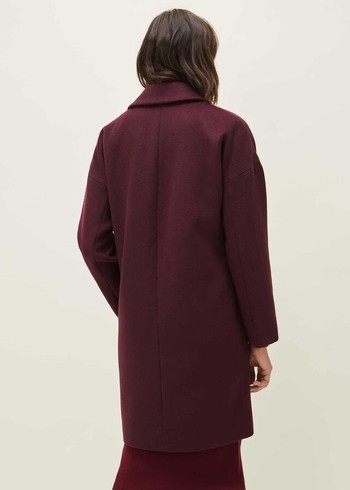 Phase Eight Emery Double Breasted Wool Coats Burgundy USA | 7250436-HG